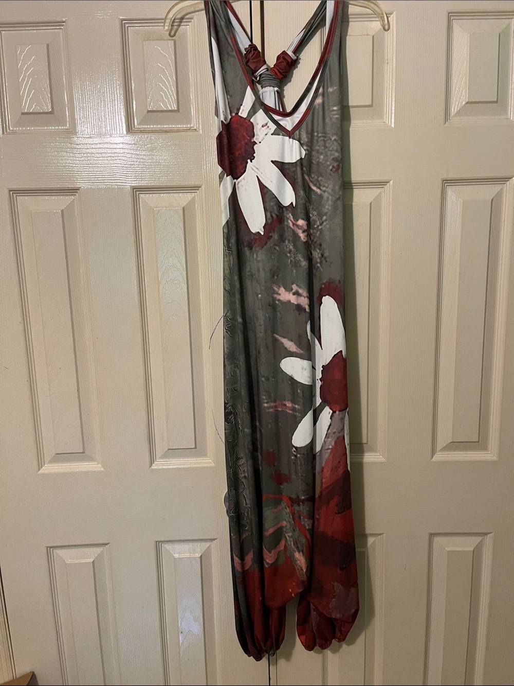 Floral Maxi Dress in Olive Green and Red